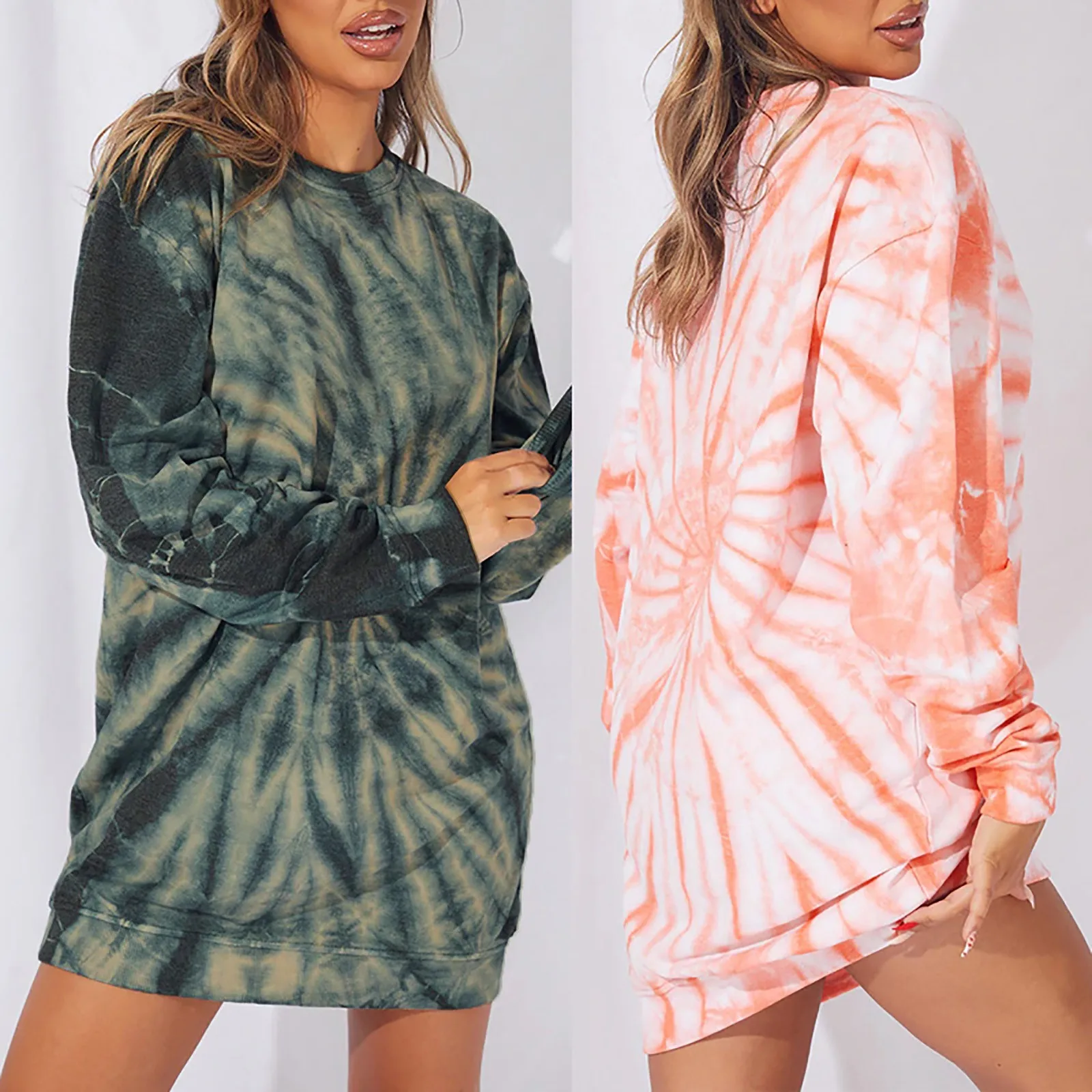 

Printed Spiral Dress Neck Round Sweater Casual Pullover Pattern Tie-dye Long Sleeve Sweater Long Sleeve Sweatshirt