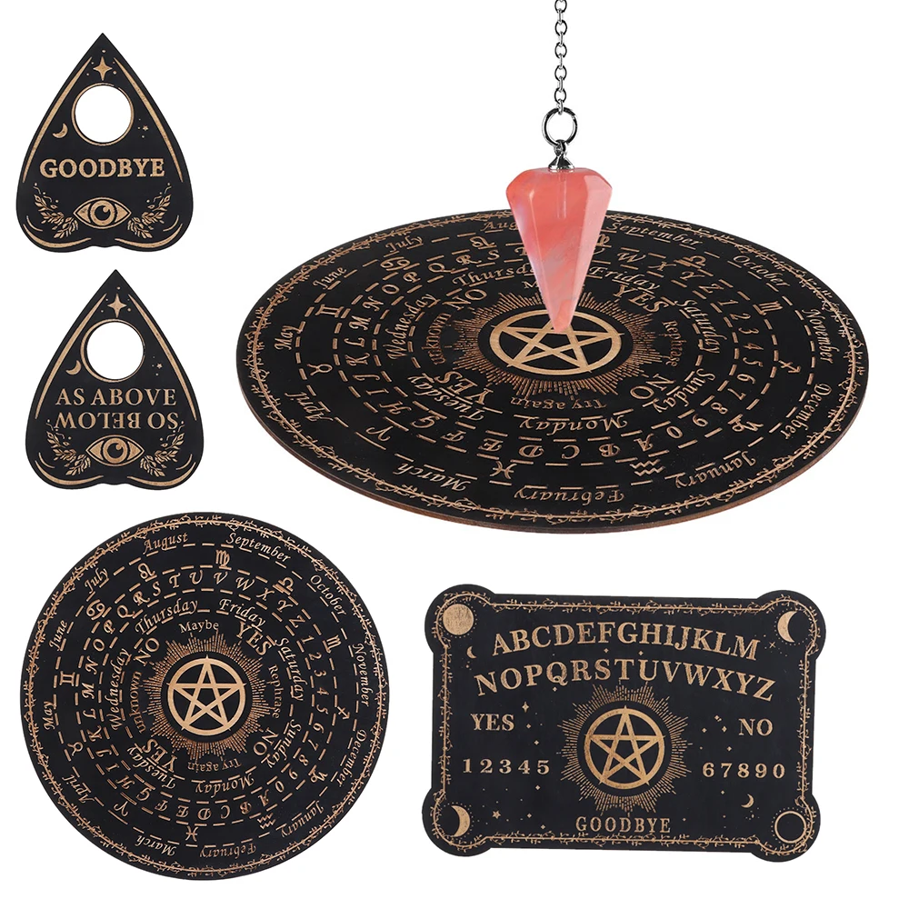 

New Pendulum Dowsing Board Set with Stars Sun Pattern for Divination Wooden Carven Board Metaphysical Altar Wall Art Home Decor