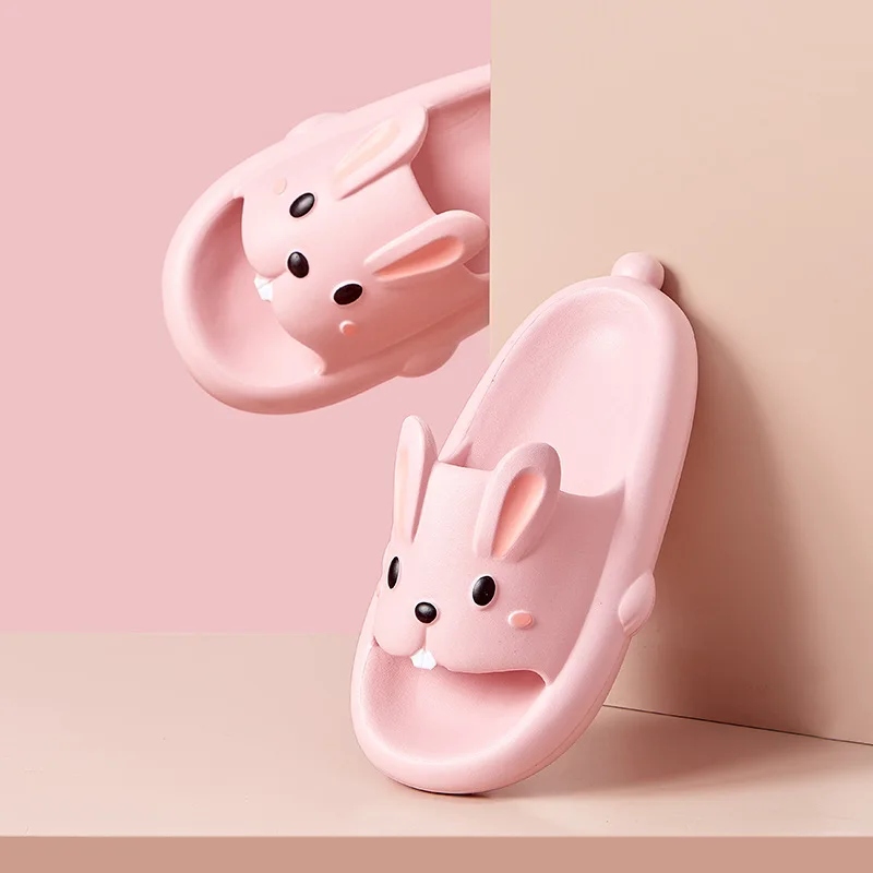Women Summer EVA Soft Sole Cute Rabbit Slippers Beach Thick Platform Sandals Couples Non-Slip Indoor Cartoon Slippers