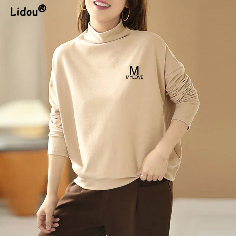 

Autumn Winter Turtleneck Fashion Casual Pullovers for Women 2022 Temperament Simple Dignified Plus Velvet Thickening Korean Top