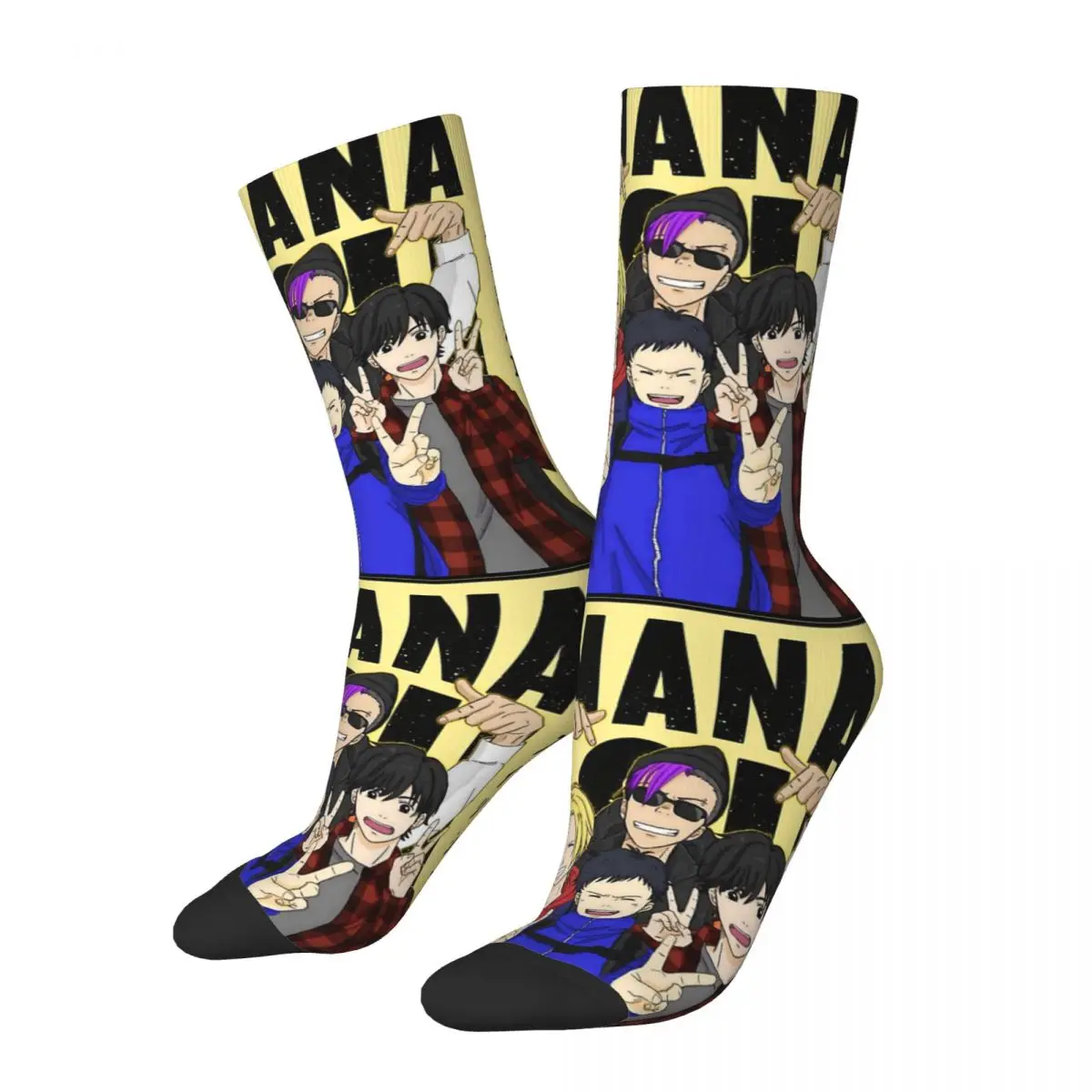 

Funny Crazy Sock for Men Friend Group Hip Hop Harajuku Banana Fish Arthur Links Anime Happy Pattern Printed Boys Crew Sock