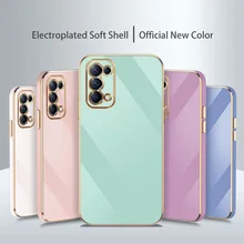 For OPPO Reno 7 6 5 Pro 7Z 6Z 2F Find X3 Case Fashion Luxury Electroplated Phone Cases Soft Silicone Cover Shockproof Bumper