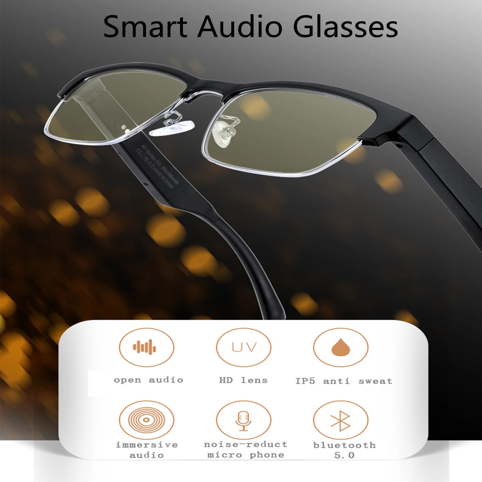 Smart Glasses for Men Women,Waterproof Bluetooth Glasses Support Calling Music,Open Ear Audio Sunglasses Polarized Lens Fashion