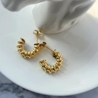 tarnish free waterproof stainless steel chunky snail hoop earring jewelry wholesale for women