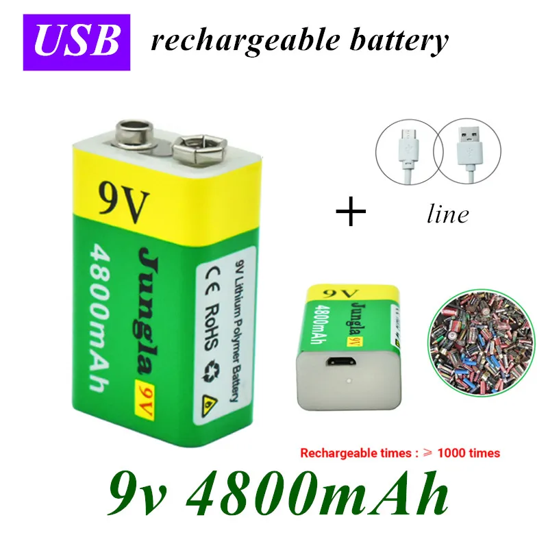 

2022 9V 4800mAh li-ion Rechargeable battery Micro USB Batteries 9 v lithium for Multimeter Microphone Toy Remote Control KTV use