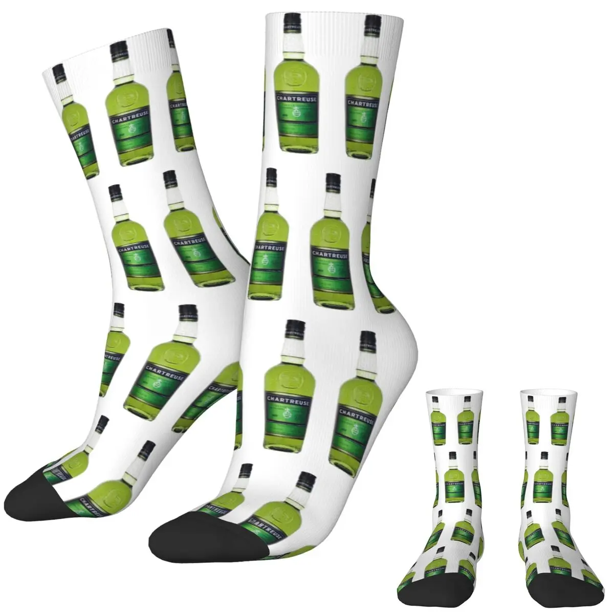 Зеленые носки Chartreuse осенние чулки с рисунком маслом в бутылке повседневные