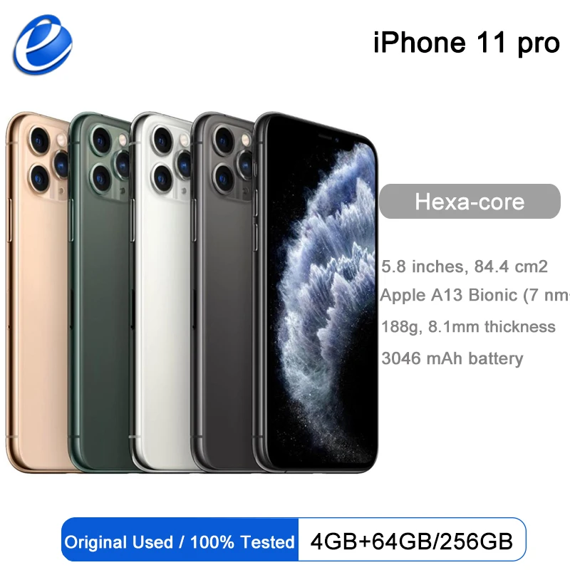 Оригинальный iPhone 11 Pro/Pro Max Тройная задняя камера 5 8/6 &quotSuper AMOLED дисплей A13 Чипсет IOS