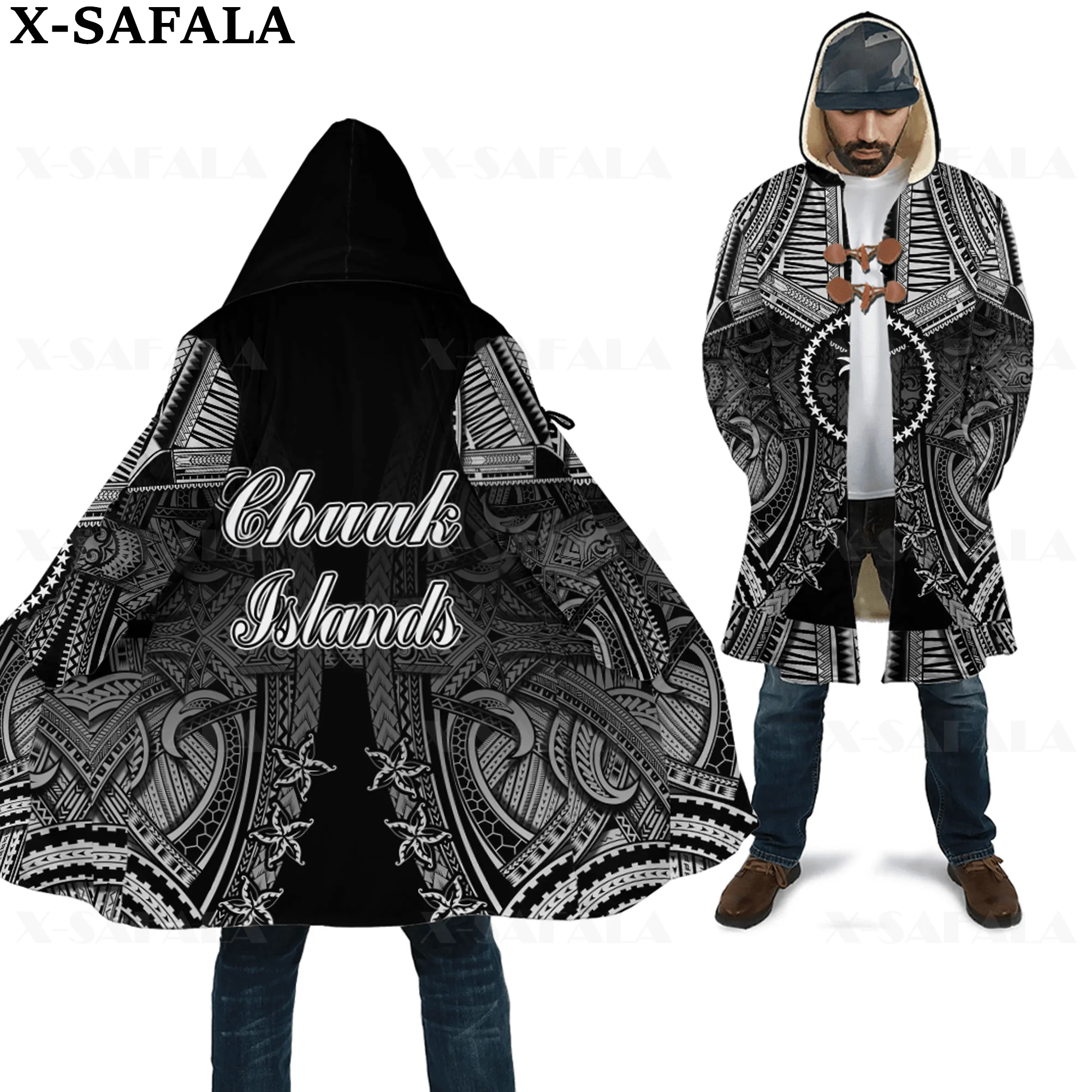 

Мужское пальто с капюшоном, с 3D-принтом, ветрозащитное