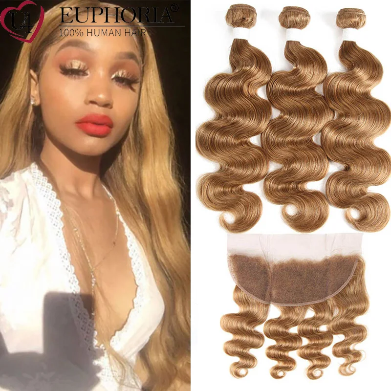 

Body Wave Blonde Brazilian Human Hair 3 Bundles With Lace Frontal Color 27 Bundles With 13x4 Lace Closure Hair Extension