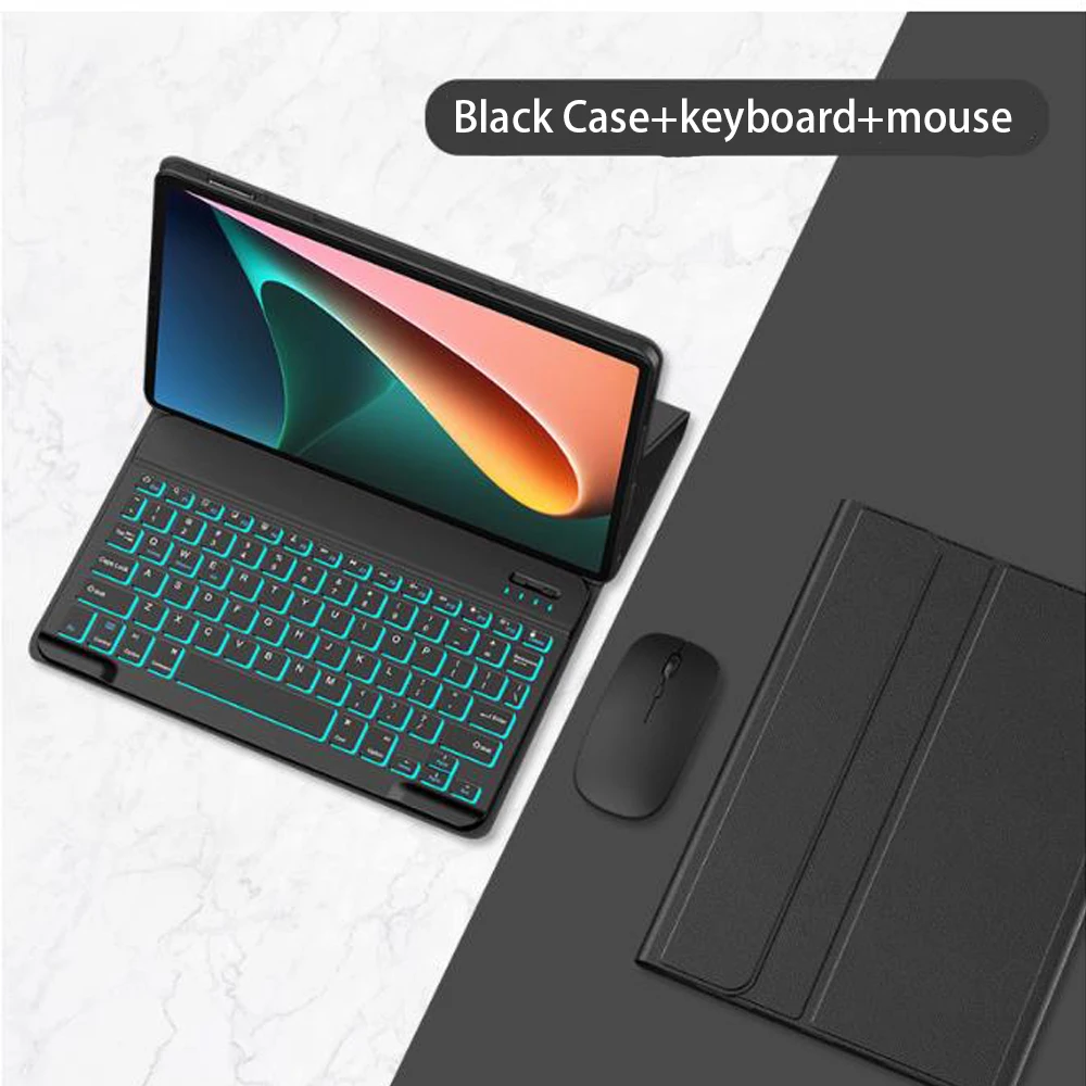 

For Xiaomi Pad 5 Case Keyboard Cover For Xiaomi Mi Pad 5 Pro Case 2021 Russian Spanish French Rainbow Bluetooth Keyboard