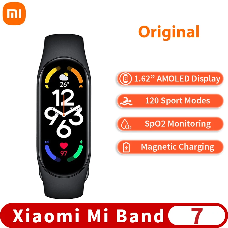 

Xiaomi Mi Band 7 Smart Bracelet AMOLED Fitness Traker Blood Oxygen Smart Band Heart Rate Bluetooth Waterproof Men Women