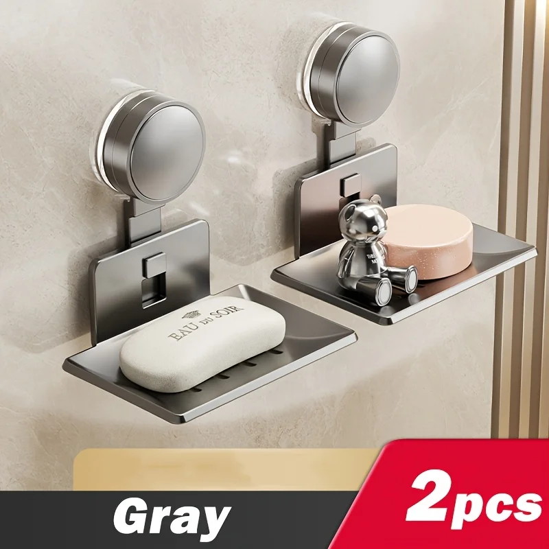 

1/2 Шт., Держатель Для Мыла На Присоске, Настенное Крепление, Перфоратор Не Требуется, Съемный Лоток, Органайзер Для Хранения