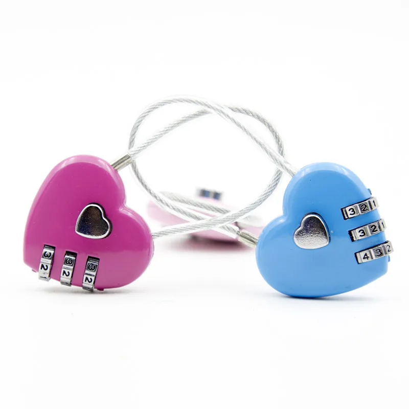 Замок для багажа в форме сердца персикового цвета кодовый замок с двойным