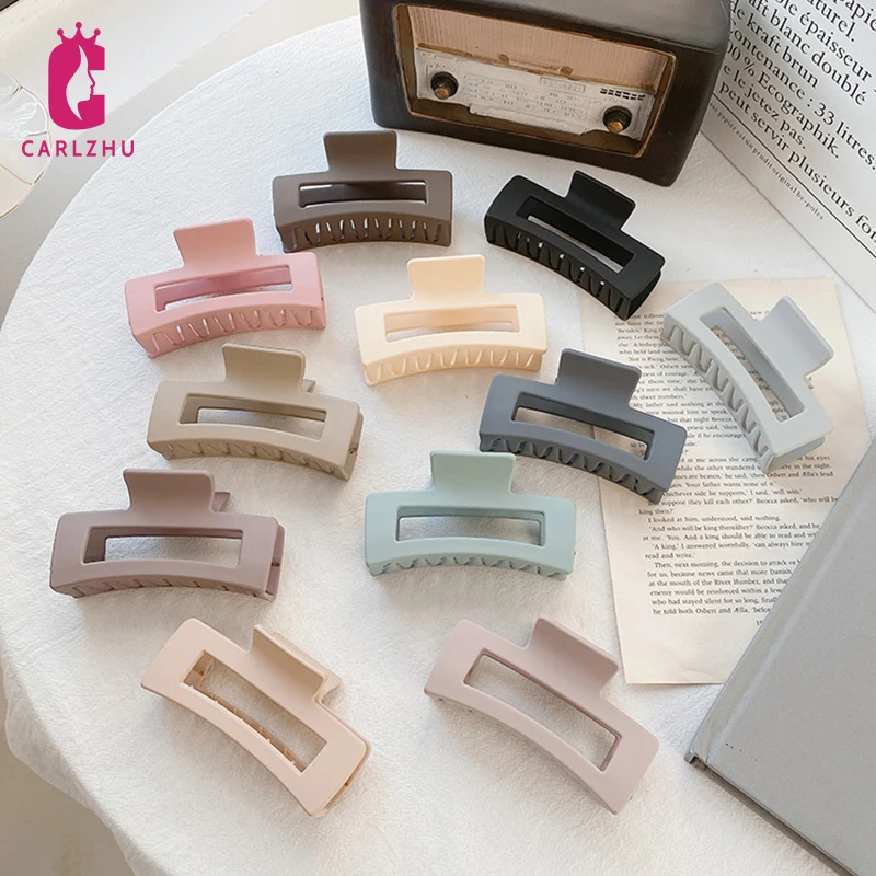 

10.5cm Large Size Matte Square Hair Claw Clip for Women Girls Hollow Hair Clips Headband Hairpin Fashion Hair Accessories Gift
