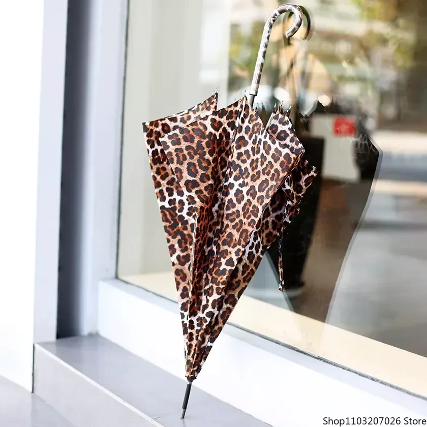 

Parachase Fashion Leopard Pattern Umbrella Rain Women Windproof Long Handle Umbrella Girls Brand Automatic Folding Umbrellas 8K