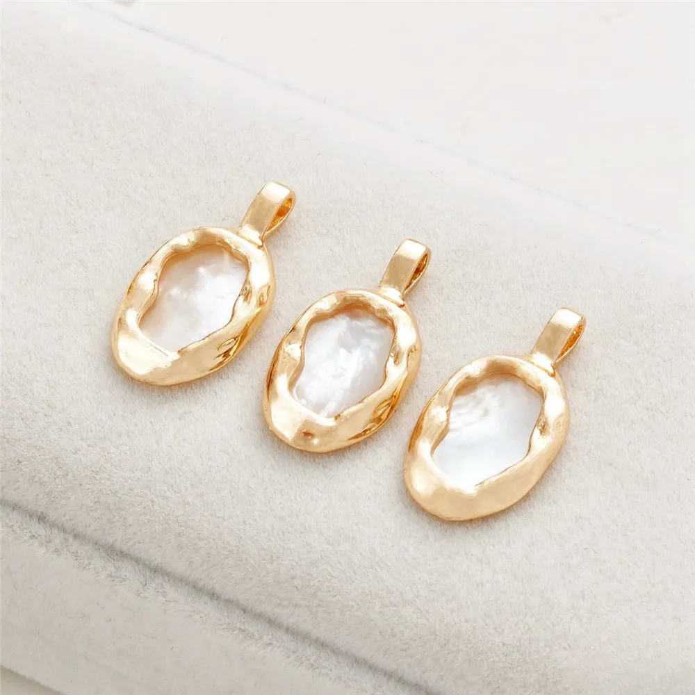 14-каратное позолоченное бирка в стиле барокко белая подвеска виде ракушки