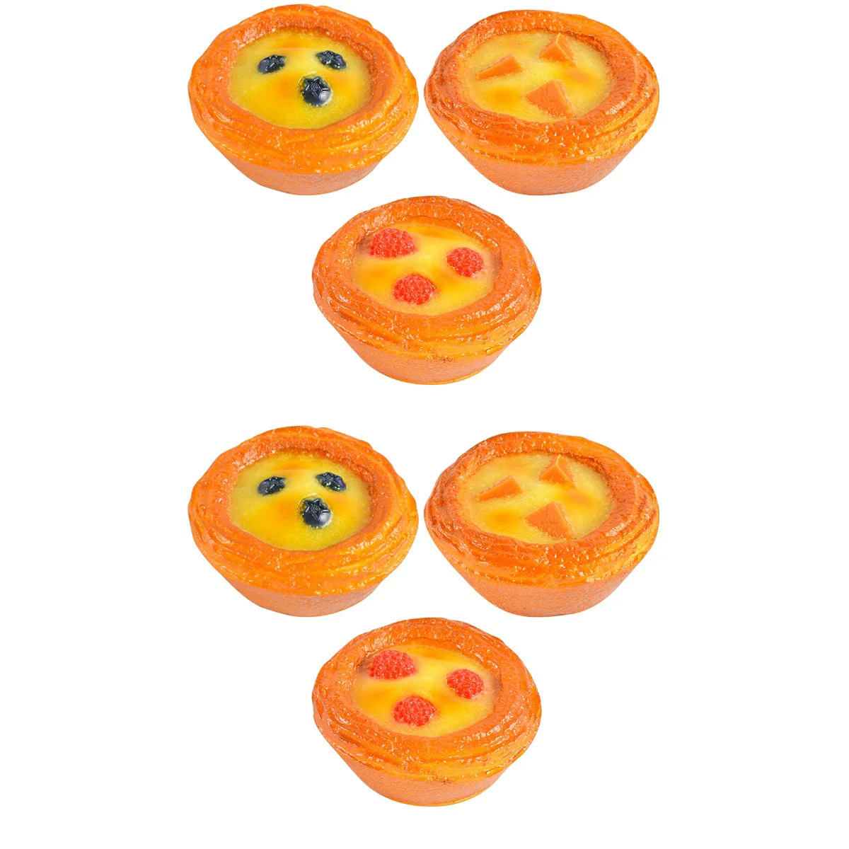 

6 pcs Simulated Egg Tart Model Artificial Egg Tart Chic PU Egg Tart Photo Prop