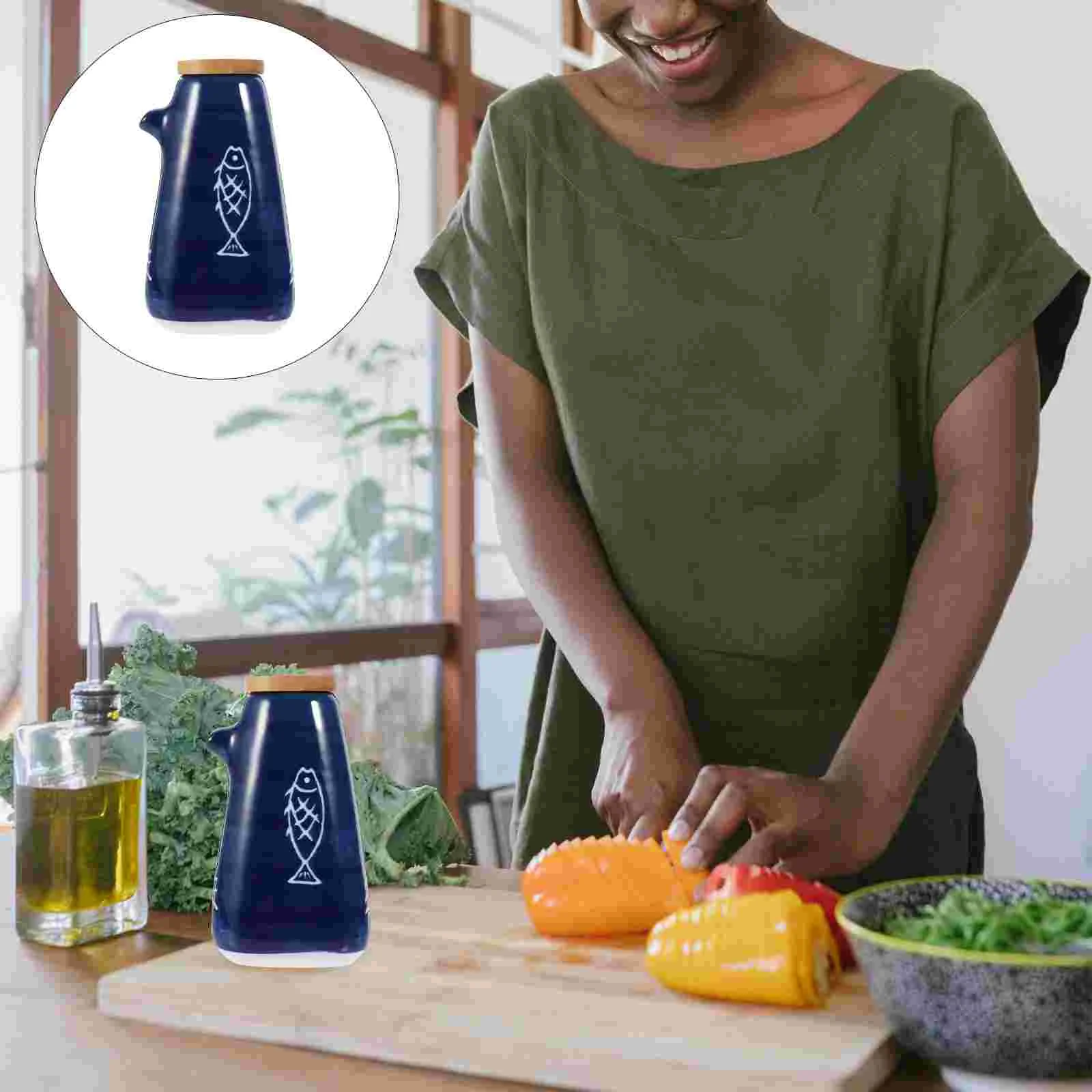 

Dispenser Oil Bottle Sauce Ceramic Vinegar Soy Cruet Olive Condiment Kitchen Pot Jar Dressingsyruplid Salad Container Liquid