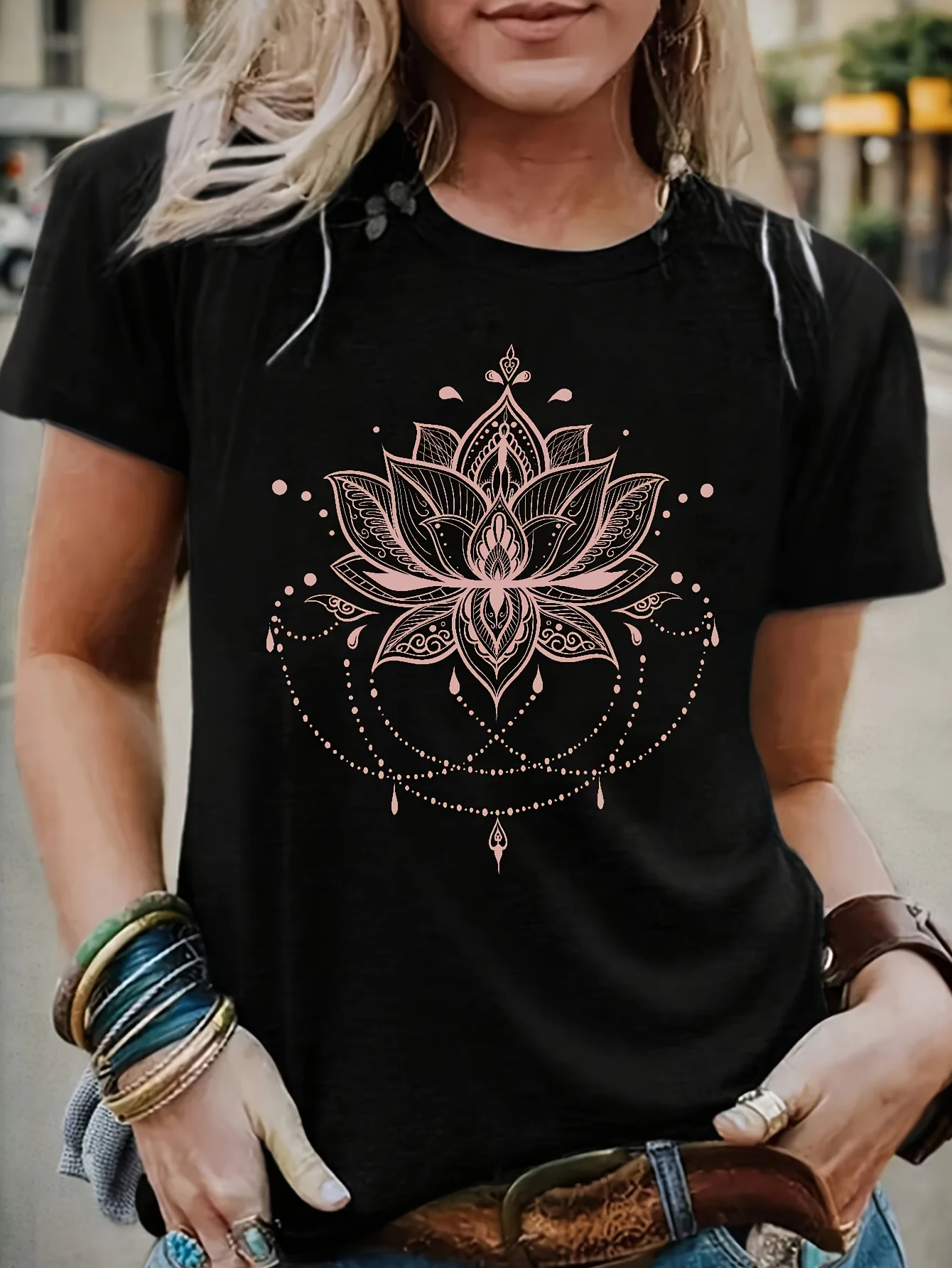 Женская Футболка Parara С Цветочным Принтом Повседневный Топ Больших Размеров