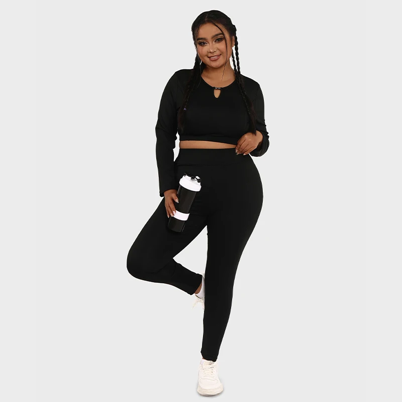 LUOYIYANG Plus Size Women's Sets Black Seamless Sports Yoga Pants and T-shirt Gym Fitness Workout Clothing 2023 L-4XL