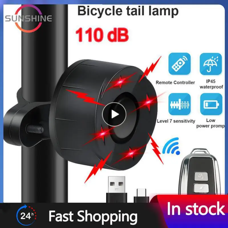 

Remote Control Bike Bell Wireless Bike Vibration Alarm Alarm System Smart Bicycle Taillight Bike Detector Waterproof 3-in-1 New
