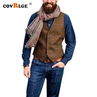 covrlge striped casual waistcoat coat temperament fashion v neck single breasted vest men autumn mens vest streetwear mwb051