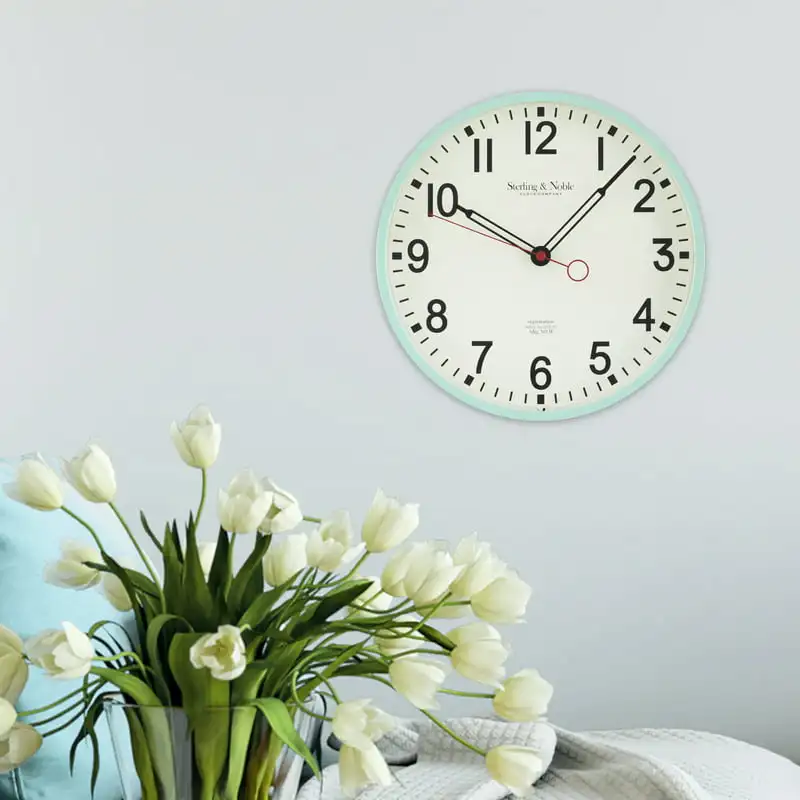 

Futuristic 11.5" Arabic Mint Green Retro Schoolhouse Analog Wall Clock for Home Decoration