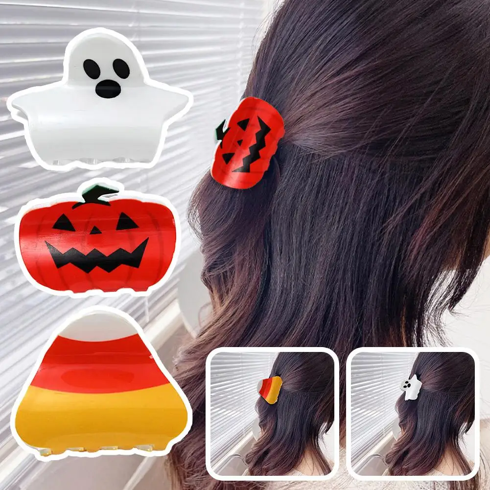 

Halloween Hairpin Hair Styling Clips Funny Pumpkin Bat Ponytail Clip Costume Accessories Ghost Hair Claw For Thick Hair Bar X1H1