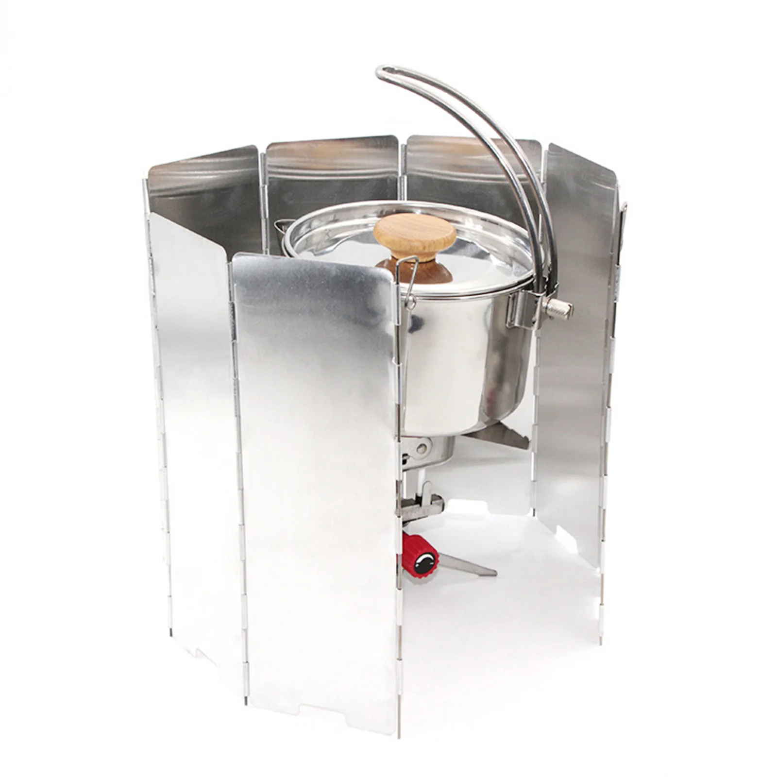 

8 Plates Gas Stove Wind Shield Picnic Cooking Burner Windproof Screen Aluminum Alloy Wood Stove Wind Screen Camping Supplies