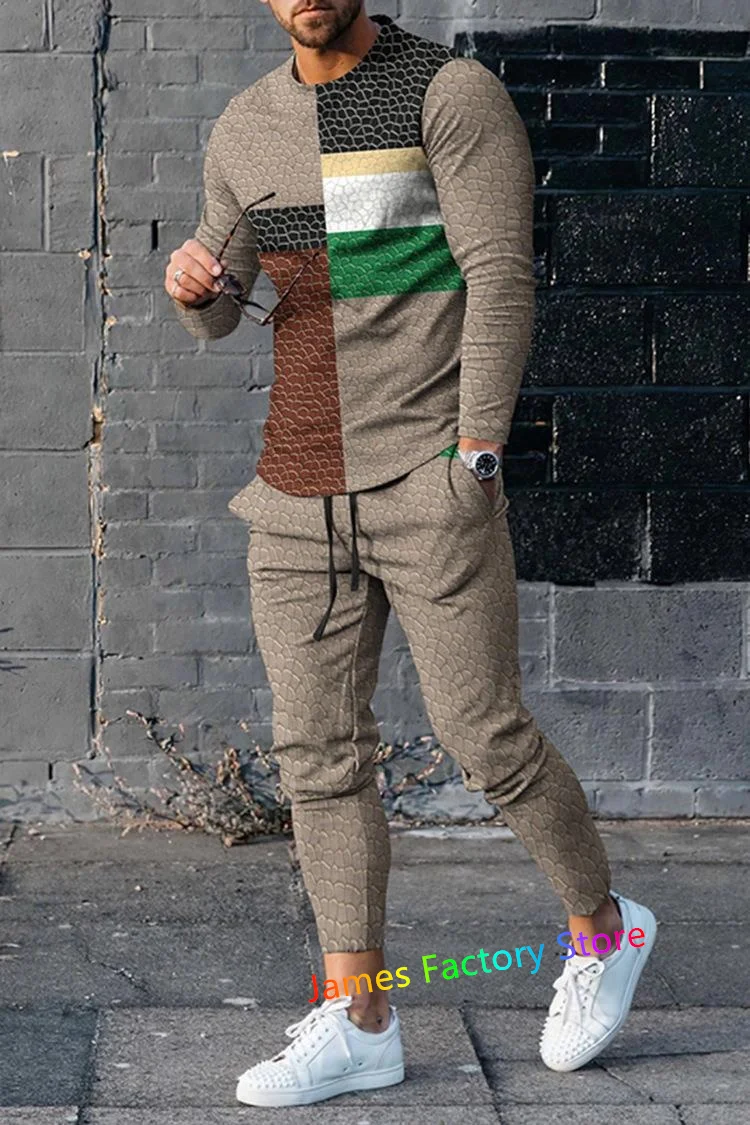 New Tracksuit For Men 2 Piece Outfit Long Sleeve Trousers Set  Men's Clothing Jogger Suit Streetwear Male Oversized Clothing set