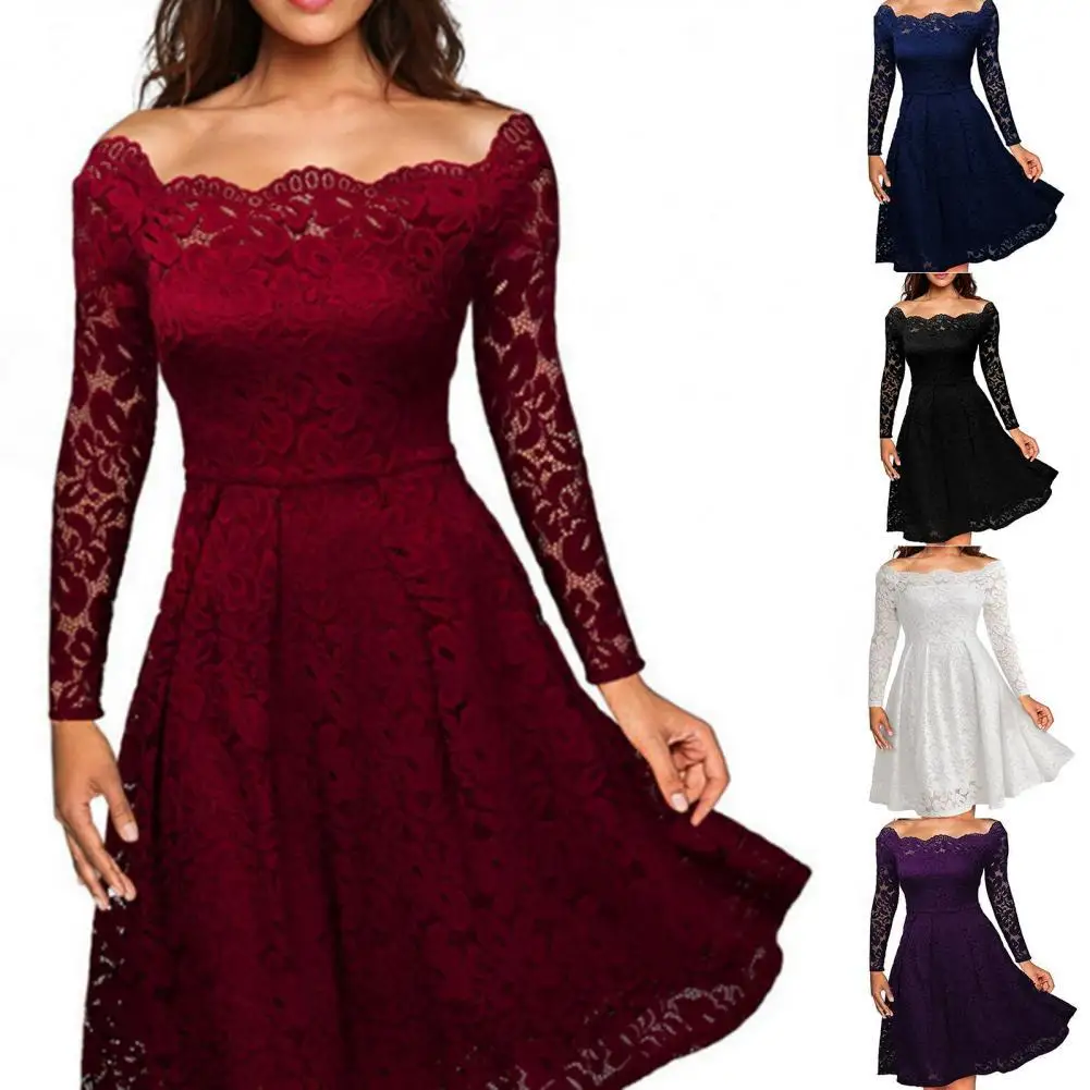 

Women's Dress All-Match Super Soft Slim-fitting Floral Swing Dress Attractive Vintage Casual Valentines Day Party Dress for Girl
