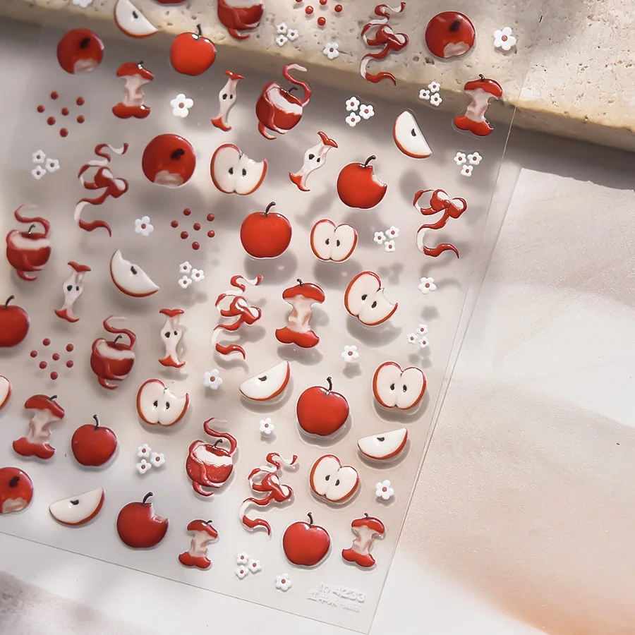 1 лист желе красные и зеленые яблоки дизайн ногтей наклейки самоклеящиеся для