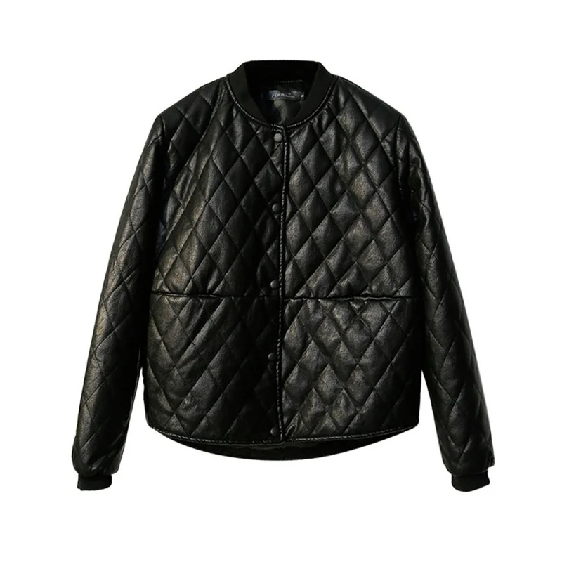 Winter Fashion Women's Thickened PU Cotton Jacket Slim Ladies Locomotive Motorcycle Short Jacket Fake Leather Jacket Girl