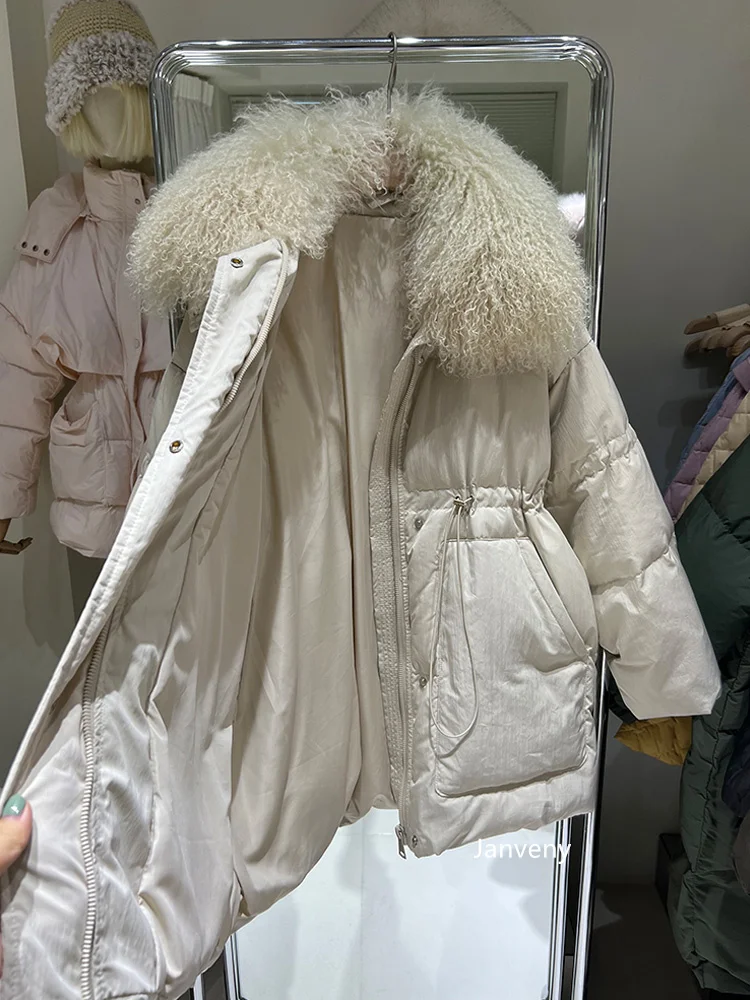 Куртка-пуховик Janveny женская с воротником из натуральной овечьей шерсти пуховик