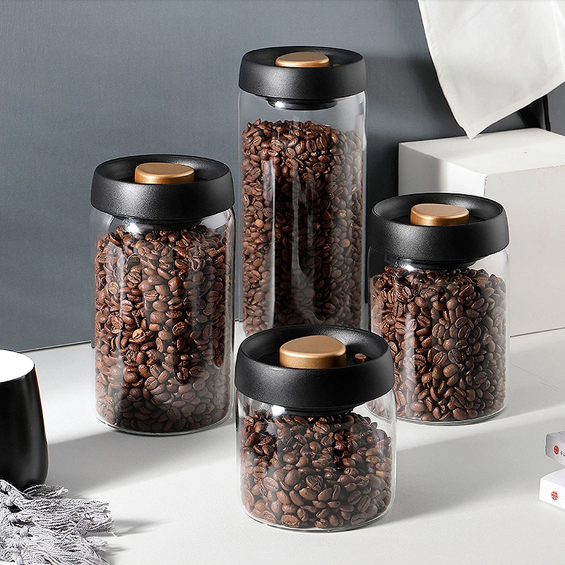 

Food Extraction Beans Vacuum Moisture-proof Jars Sealed Container Coffee Tank Storage Household Air Transparent Airtight Glass
