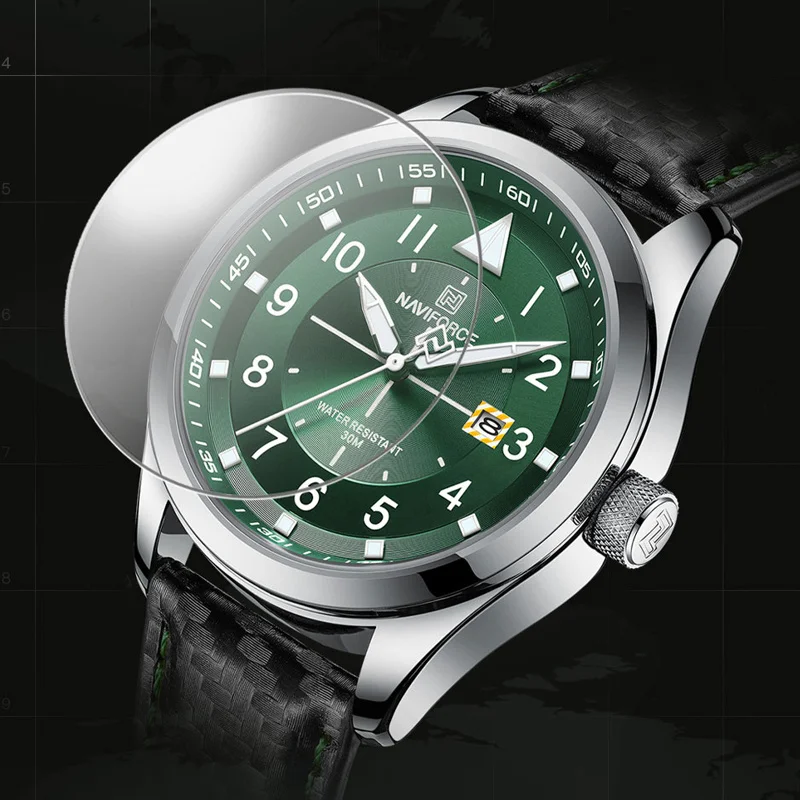 Часы наручные NAVIFORCE Мужские кварцевые брендовые светящиеся водонепроницаемые в