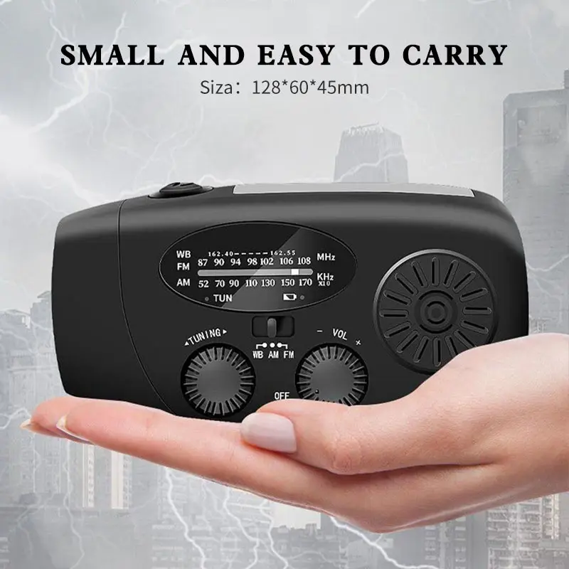 Ручка на солнечной батарее с динамиком Радио Power ed AM/FM/WB радио для погоды