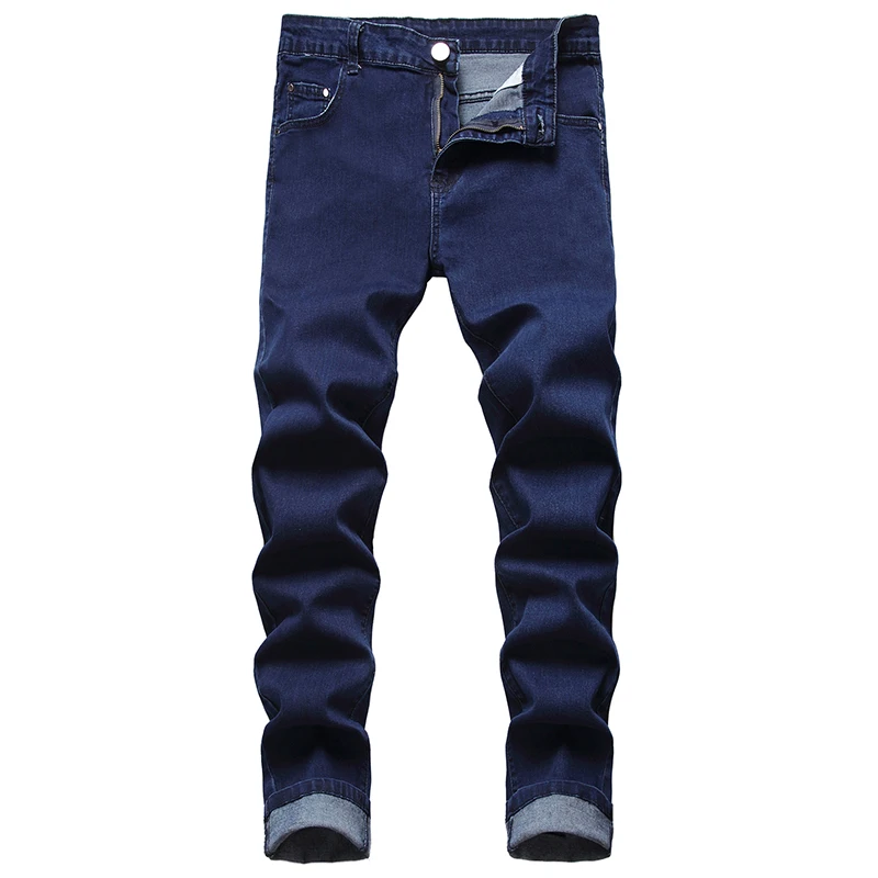 

Denim Jeans Regular Fit Classic Simple Light Dark Blue Casual Plus Size High Quality Brand Simple Fashion Four Season