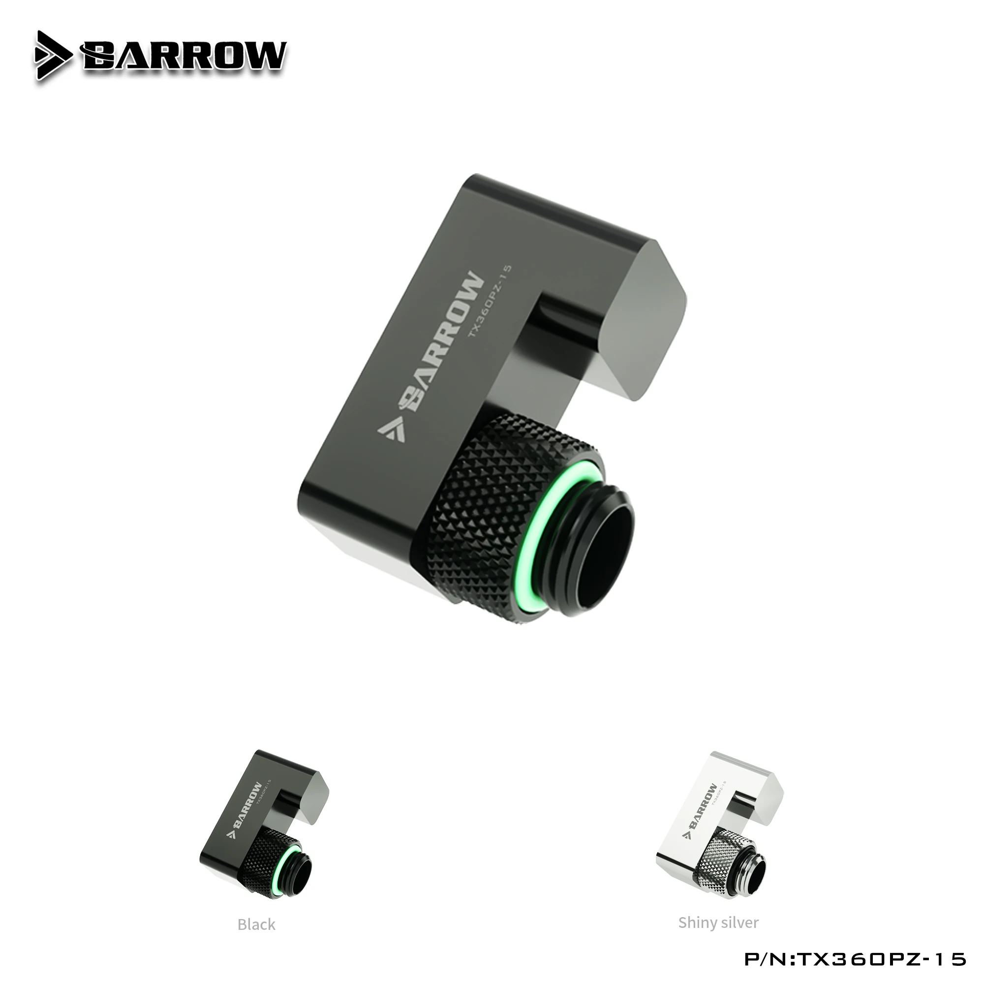 

Barrow TX360PZ-15, 15 мм 360 градусов Поворотный офсетный фитинг, G1/4 15 мм штекер-гнездо