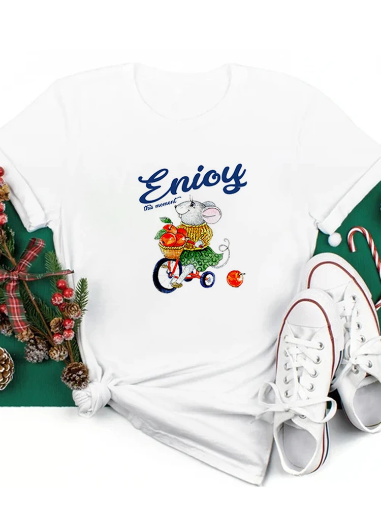 Женская рубашка с принтом снеговика, с коротким рукавом