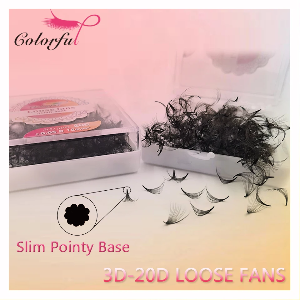 

Colorful Loose Fans Premade Volume 5D 10D 12D 20D Sharp Stem Russia Volume Lash Slim Pointy Base Eyelash Extension Cilio Cluster