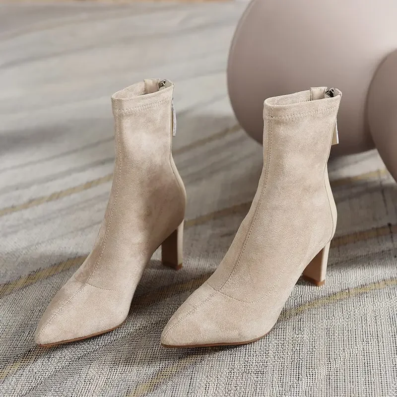 Сапоги на высоком каблуке женские туфли-лодочки новинка 2024 корейский стиль