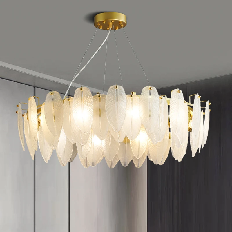 

Modern Luxury Petal Glass LED Pendant Lights Living Dining Room Lighting Lustre Decor Chandelier Indoor Bedroom Lights Fixture