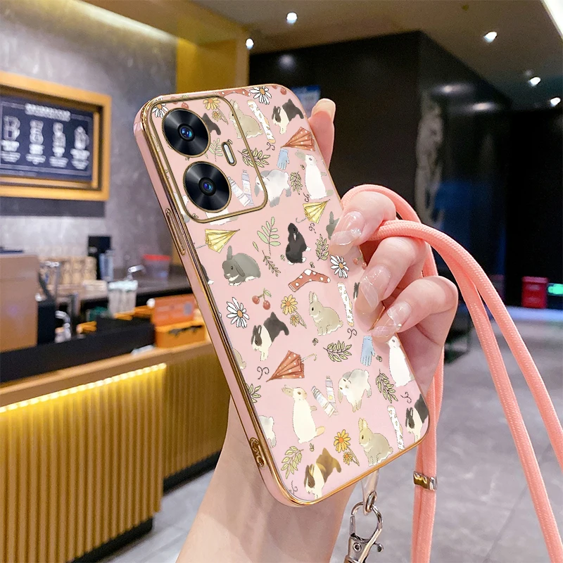 Фото Роскошное покрытие с милым кроликом C 55 для OPPO Realme C55 C33 C35 C25Y C63 C53 C67 C21 12Pro 9i 10 10Pro 11Pro 10T 12, чехол №4
