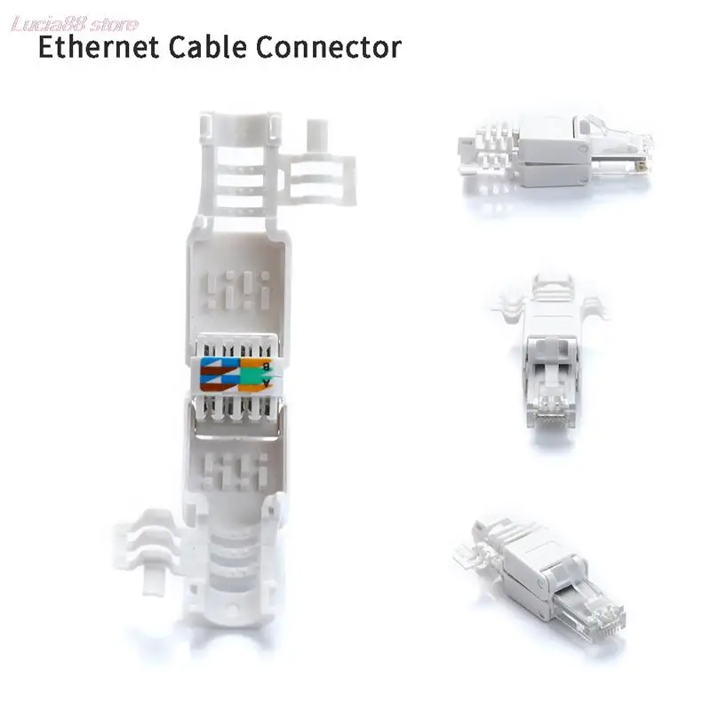 

No Crimp Connectors Ethernet Cable Tool-less Crystal Head Plug CAT6 RJ45 Connector Hot sale