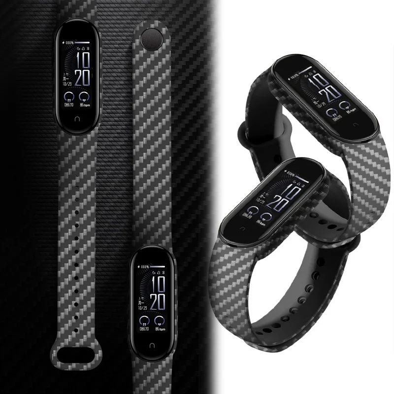 

New Luxury Replacement Straps on Miband6 34567 Wriststrap Carbon Fiber Watch Belt Bracelet for Xiaomi Band 7 TPU Unisex Cool