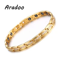 aradoo light luxury titanium steel micro inlaid zircon bracelet negative ion hematite health care energy bracelet