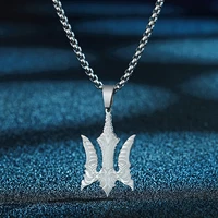 todorova stainless steel giger style falcon trident pendant necklace for men ancient punk medallion warrior unique jewelry gift