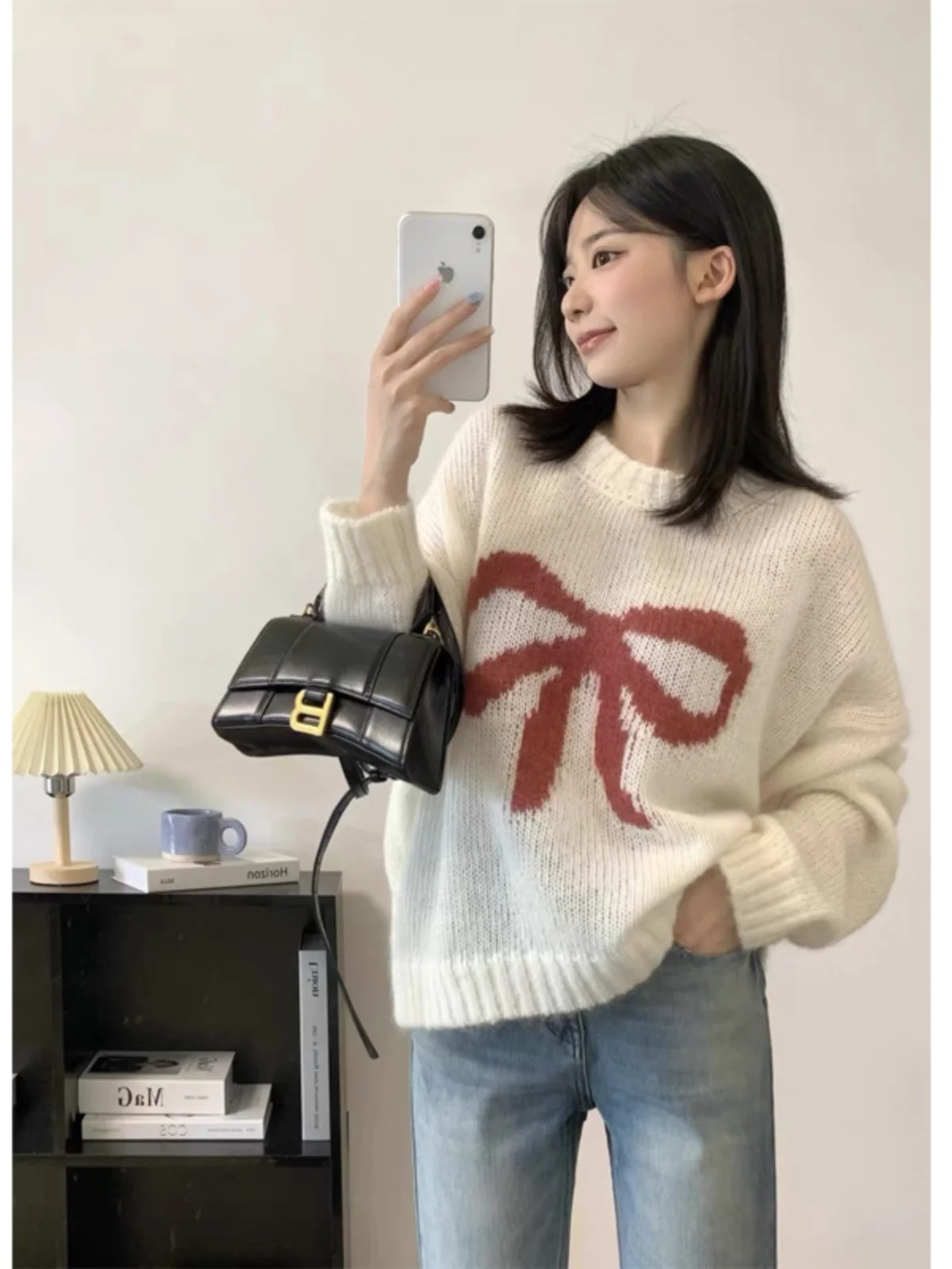 Роскошный мохеровый + свободный повседневный универсальный возрастной мягкий