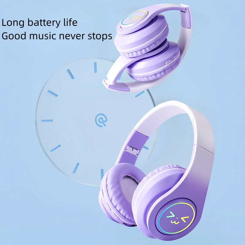 Фото 2619016 Беспроводные Bluetooth-наушники SONY для компьютера с RGB-подсветкой, светящимся смайликом, шумоподавлением, игровая гарнитура для геймеров, с усиленными басами, для спорта №5